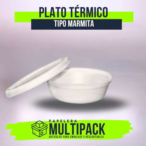 Plato Térmico con Tapa 750 ml Platos térmicos descartables con tapa, capacidad de 750 ml, pack de 300 unidades. Aptos para comidas calientes, ideales para viandas y delivery.