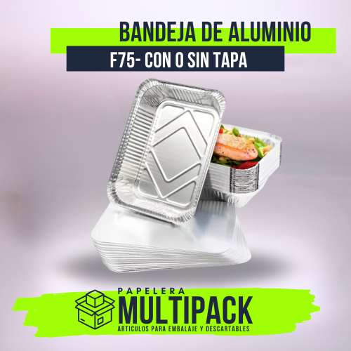 BANDEJA DE ALUMINIO F75 - R3 Bandeja de aluminio F75 - R3 descartable, apta para horno y freezer. Resistente y de uso gastronómico.